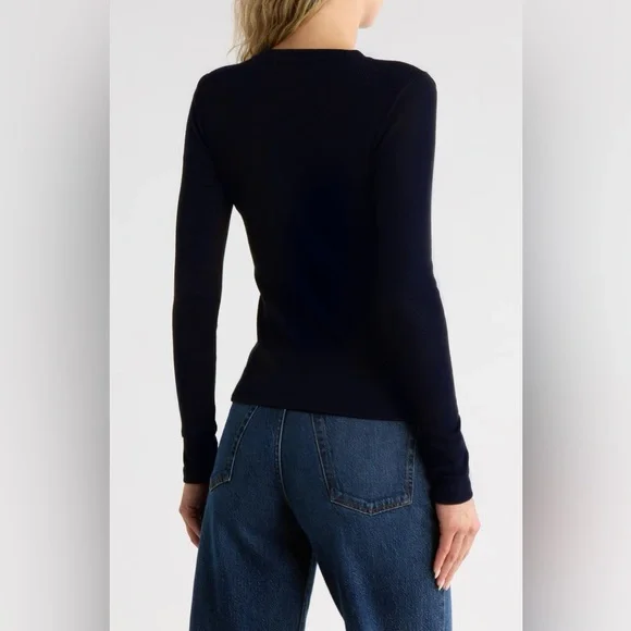 Navy Ribbed Top - Picture 2 of 6
